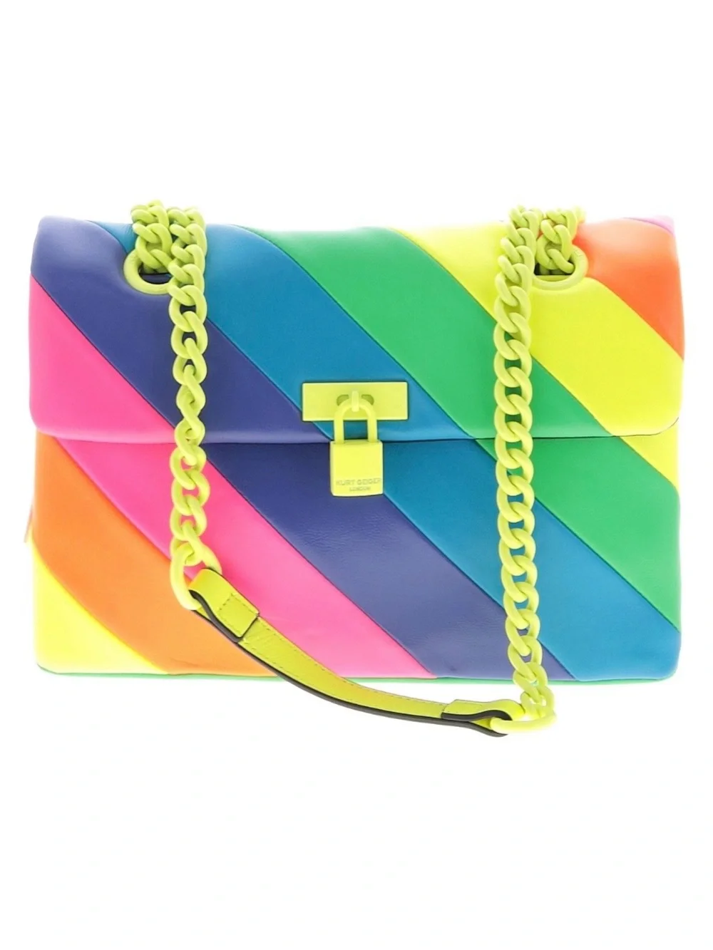 Kurt Geiger London Brixton Lock Leather Convertible Bag rainbow stripe print